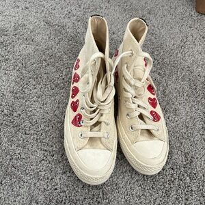 High-Top Sneakers with Red Heart Design